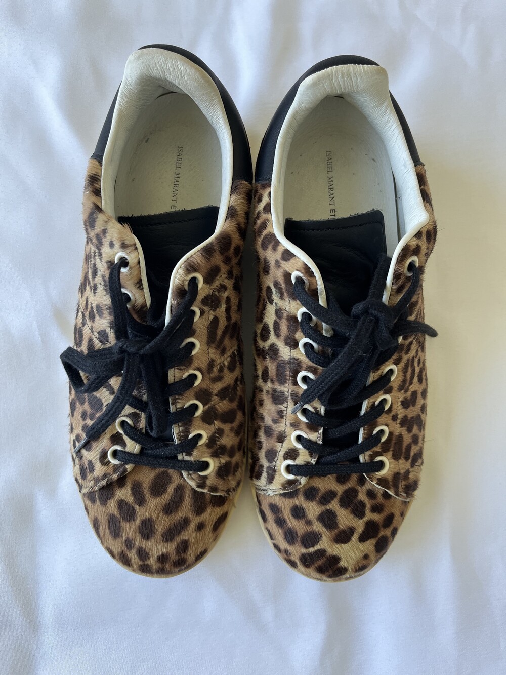 Isabel Marant Étoile Maximalist Leopard Print Calf Hair Bart Sneakers with Box